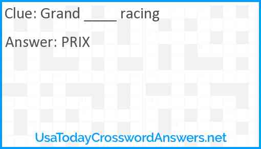 Grand ____ racing Answer