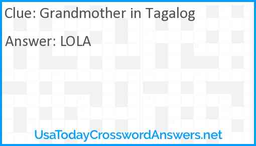 Grandmother in Tagalog Answer