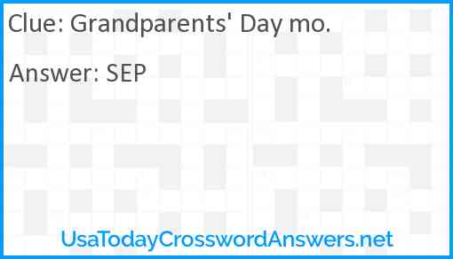 Grandparents' Day mo. Answer