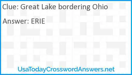 Great Lake bordering Ohio Answer