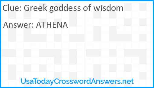 Greek goddess of wisdom Answer