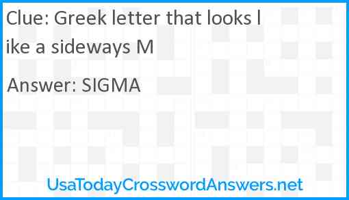 Greek letter that looks like a sideways M Answer