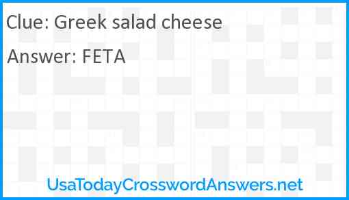 Greek salad cheese Answer