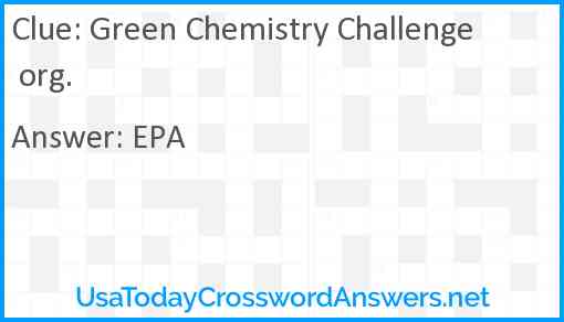 Green Chemistry Challenge org. Answer