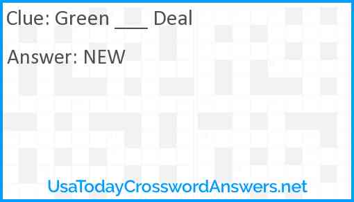 Green ___ Deal Answer