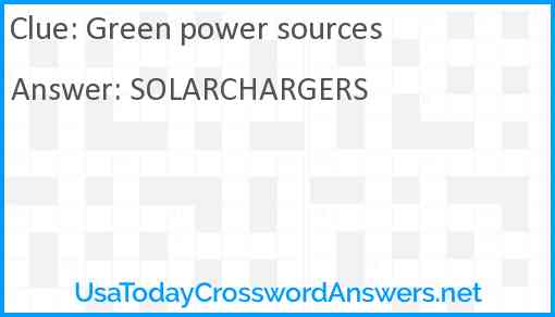 Green power sources Answer