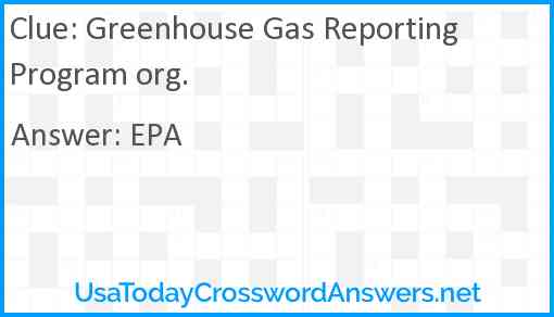 Greenhouse Gas Reporting Program org. Answer