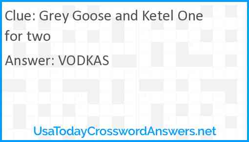 Grey Goose and Ketel One for two Answer