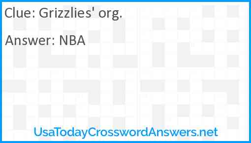 Grizzlies' org. Answer