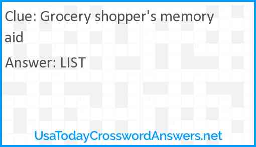 Grocery shopper's memory aid Answer