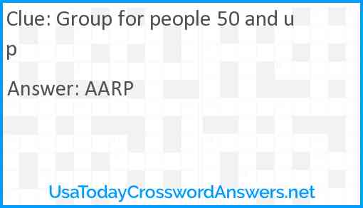 Group for people 50 and up Answer