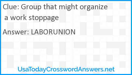 Group that might organize a work stoppage Answer