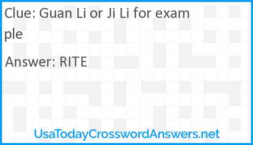 Guan Li or Ji Li for example Answer