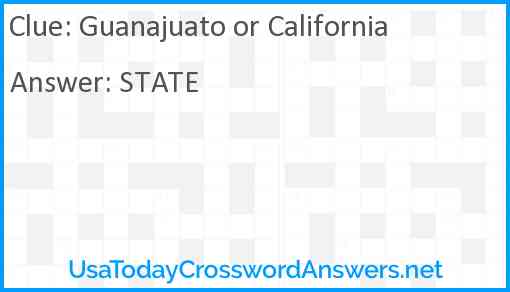 Guanajuato or California Answer