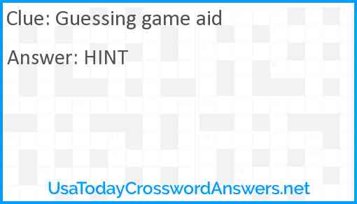 Guessing game aid Answer