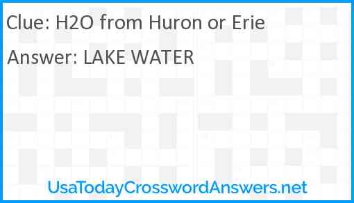 H2O from Huron or Erie Answer