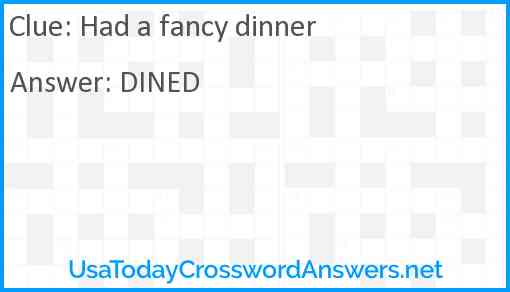 Had a fancy dinner Answer