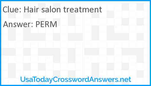 Hair salon treatment Answer