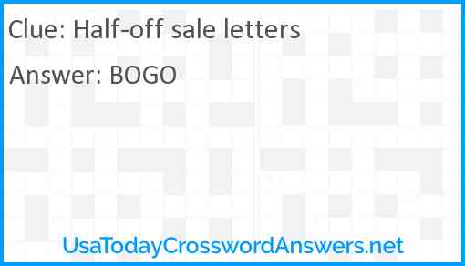 Half-off sale letters Answer