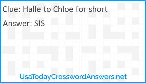 Halle to Chloe for short Answer