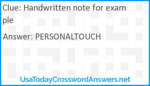 Handwritten note for example Answer