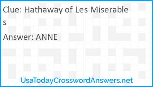 Hathaway of Les Miserables Answer