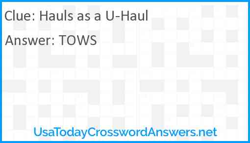 Hauls as a U-Haul Answer