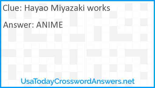 Hayao Miyazaki works Answer