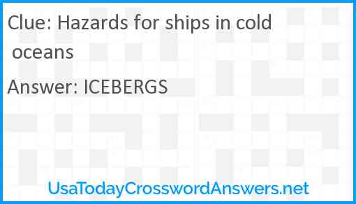 Hazards for ships in cold oceans Answer