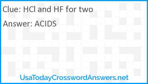 HCl and HF for two Answer