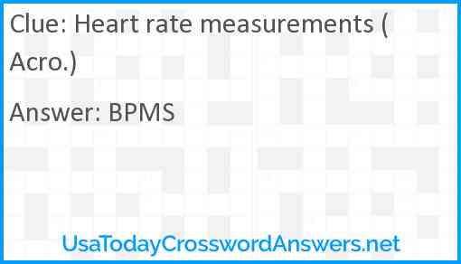 Heart rate measurements (Acro.) Answer