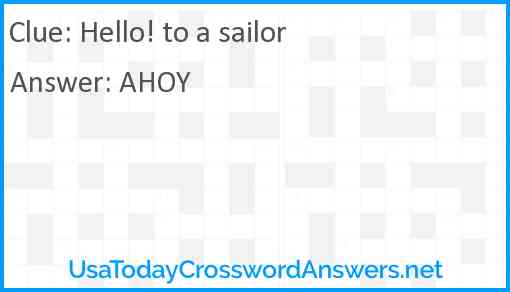 Hello! to a sailor Answer