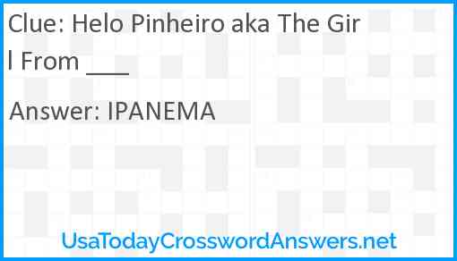 Helo Pinheiro aka The Girl From ___ Answer