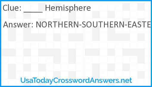 ____ Hemisphere Answer