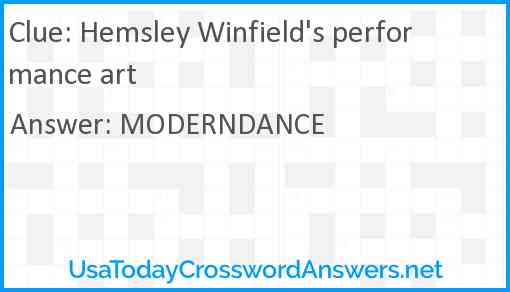 Hemsley Winfield's performance art Answer