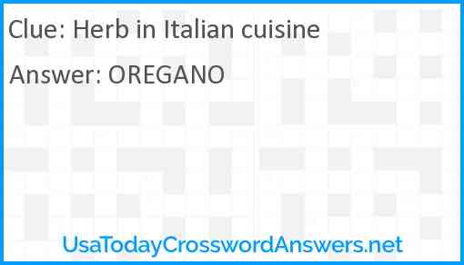 Herb in Italian cuisine Answer
