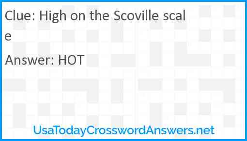 High on the Scoville scale Answer