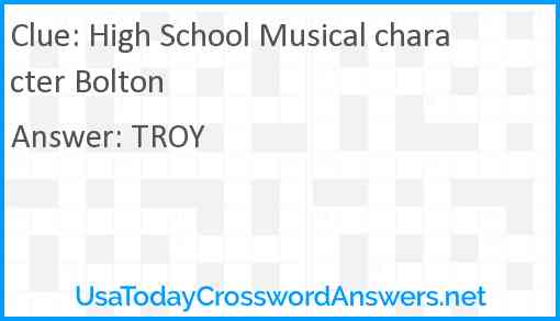 High School Musical character Bolton Answer