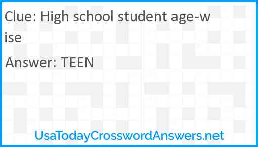 High school student age-wise Answer