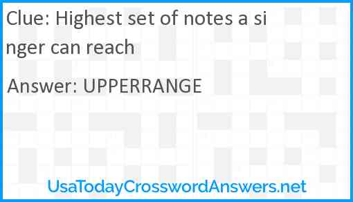 Highest set of notes a singer can reach Answer