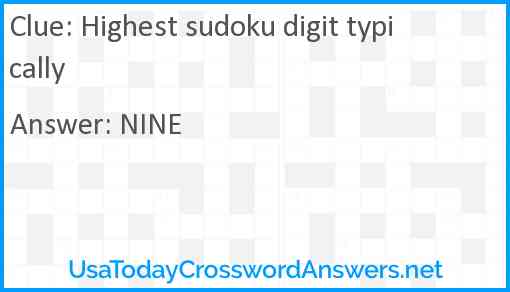 Highest sudoku digit typically Answer