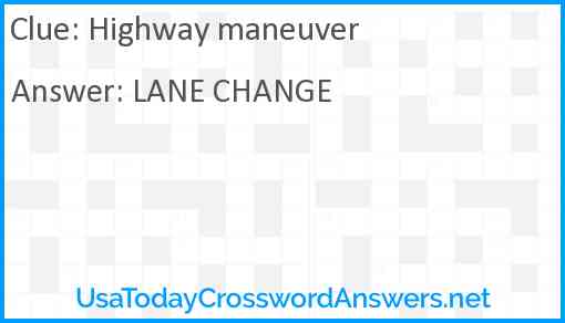 Highway maneuver Answer