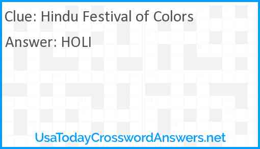 Hindu Festival of Colors Answer