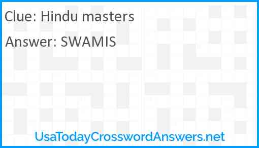 Hindu masters Answer
