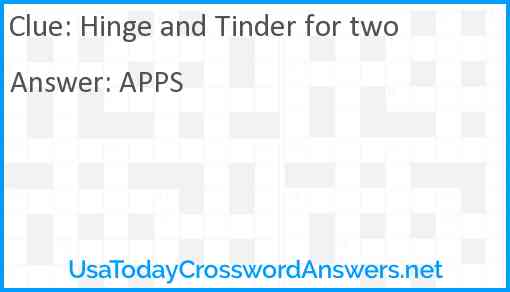 Hinge and Tinder for two Answer