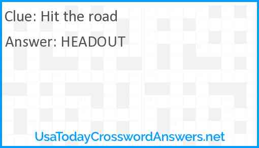 Hit the road Answer