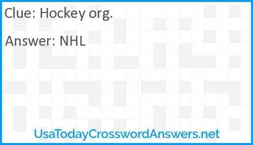 Hockey org. Answer