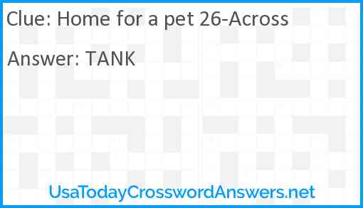 Home for a pet 26-Across Answer