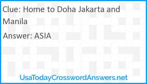 Home to Doha Jakarta and Manila Answer