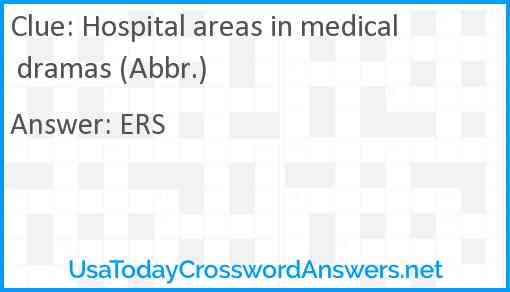 Hospital areas in medical dramas (Abbr.) Answer